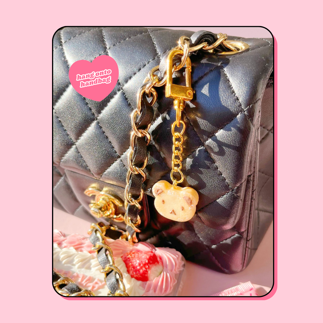 teddy bear shaped chocolate cookie biscuit keyring handbag charm