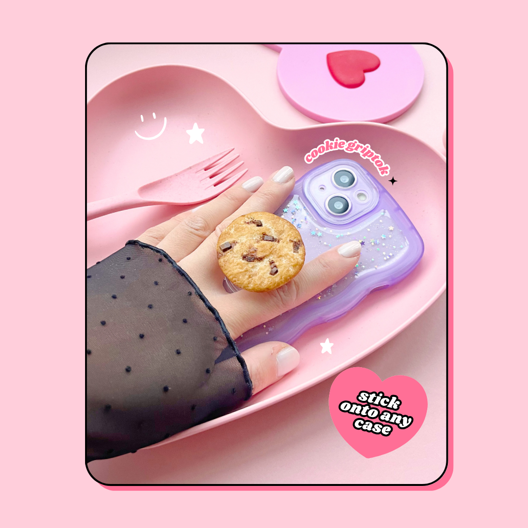 chocolate chip cookie pull out phone grip
