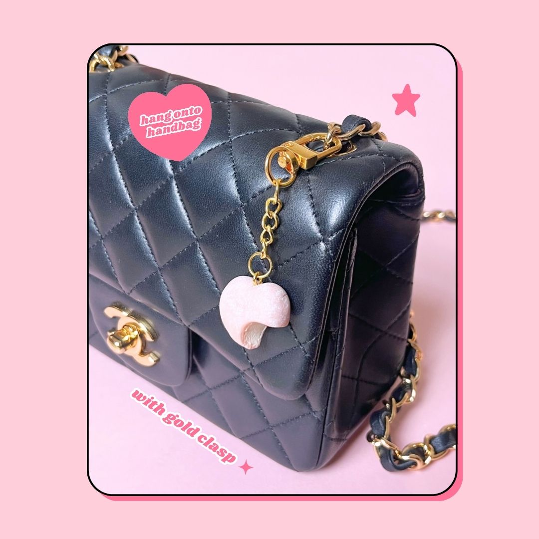 heart shaped sakura pink ice cream mochi keyring with lobster clasp