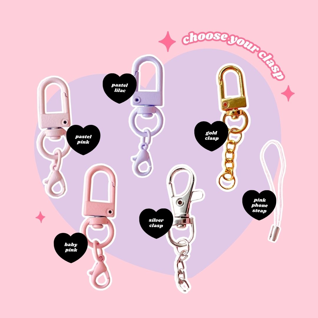 heart shaped sakura pink ice cream mochi keyring with lobster clasp