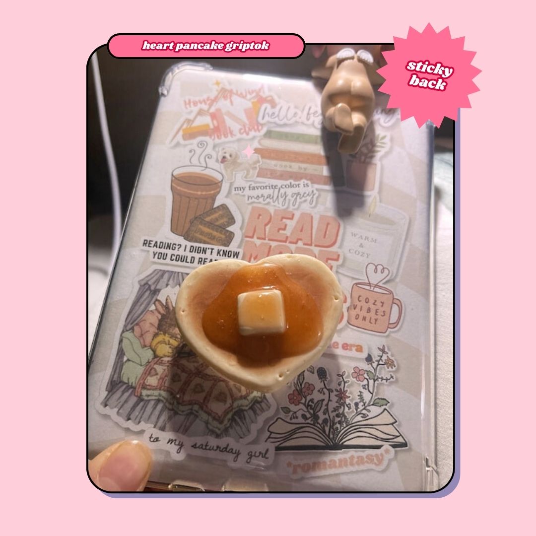 heart shaped butter syrup pancake pull out phone grip