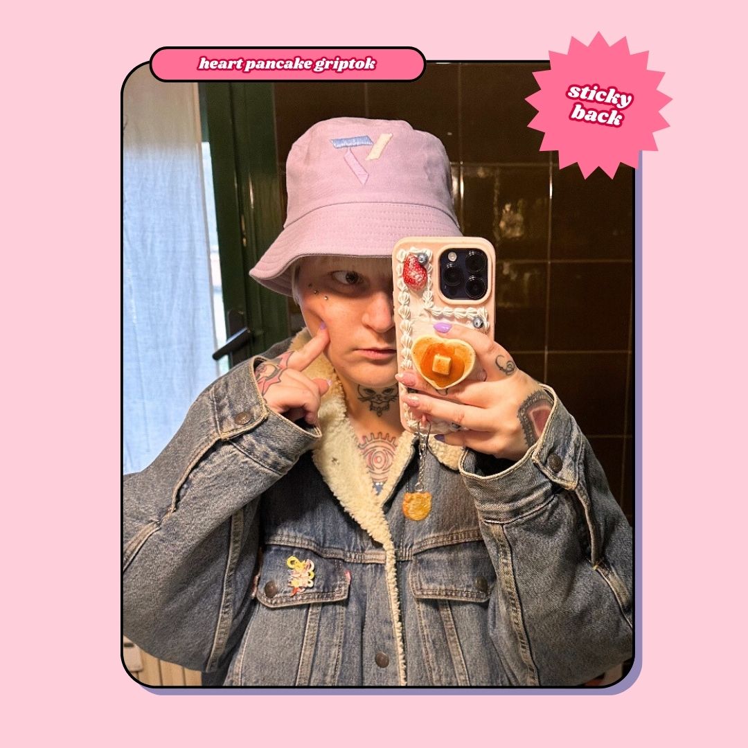 heart shaped butter syrup pancake pull out phone grip