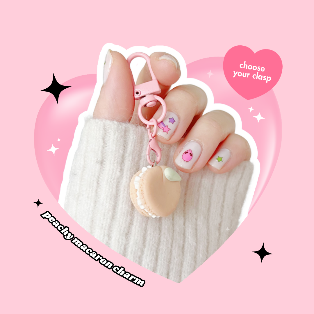 peachy macaron whipped cream keyring