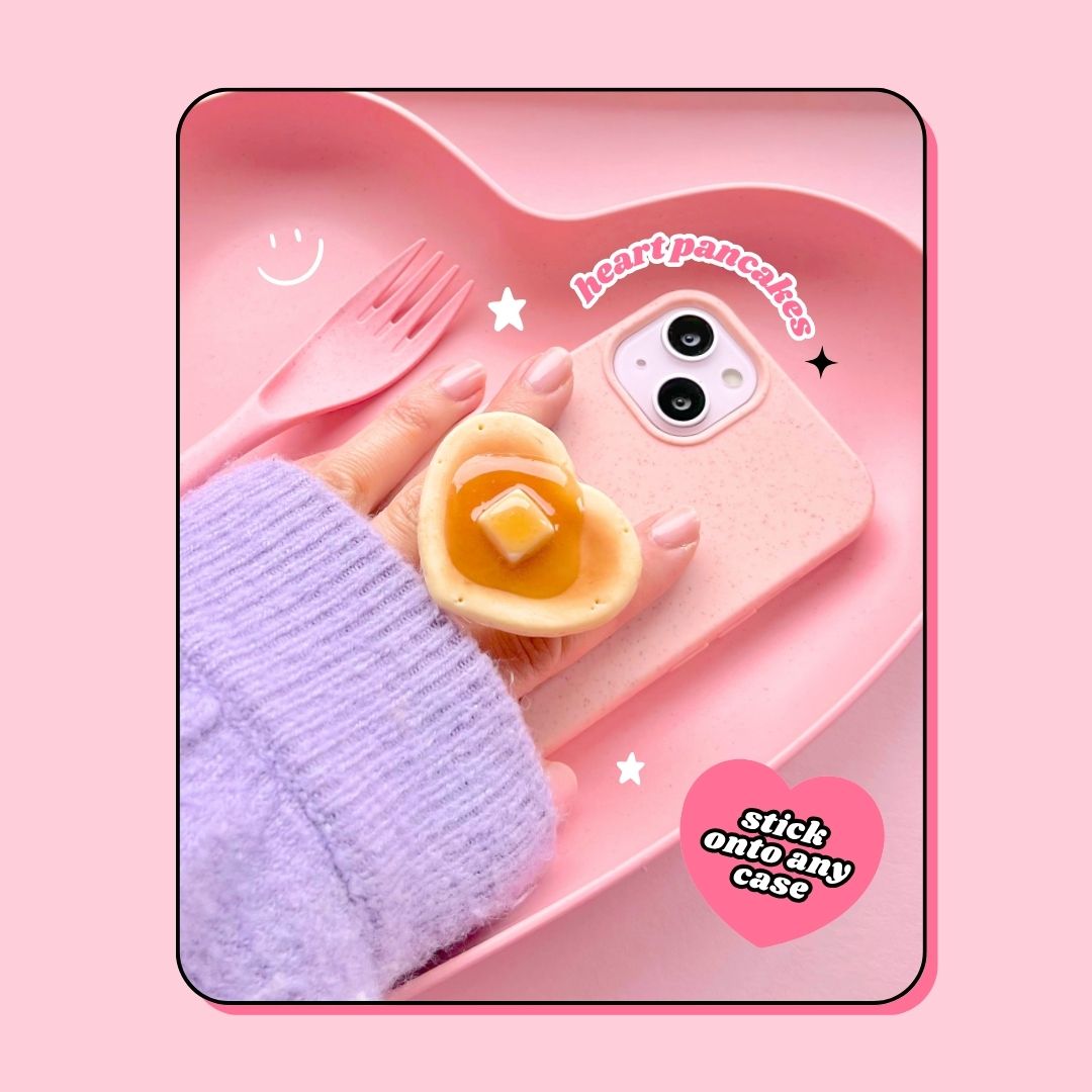 heart shaped butter syrup pancake pull out phone grip