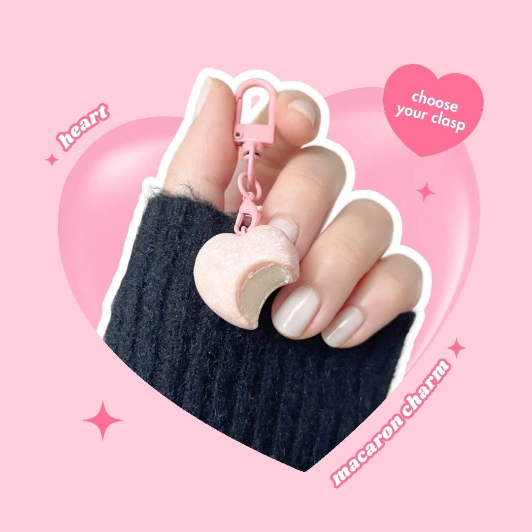 heart shaped sakura pink ice cream mochi keyring with lobster clasp