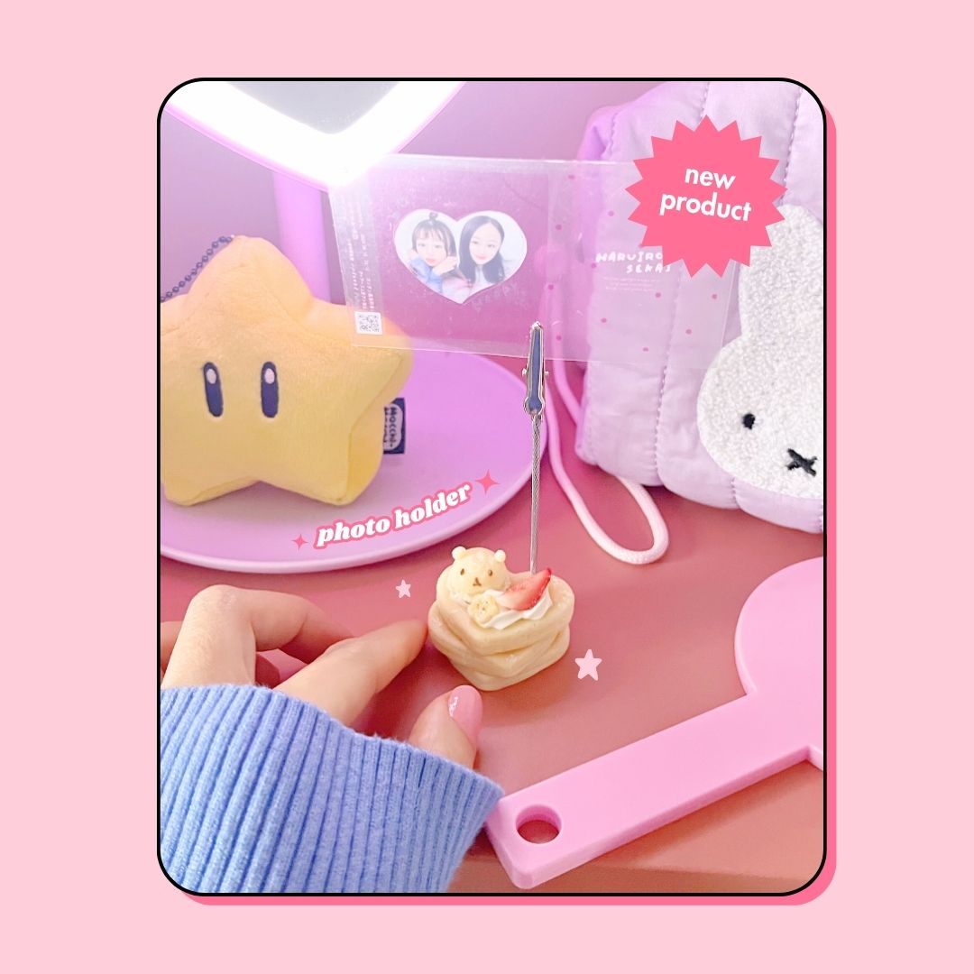 teddy ice cream scoop & heart pancakes photo holder clip