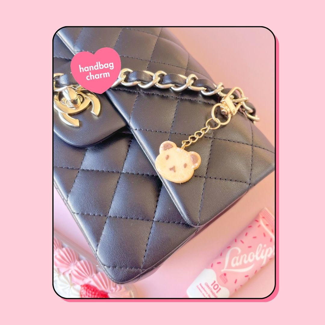 teddy bear shaped chocolate cookie biscuit keyring handbag charm