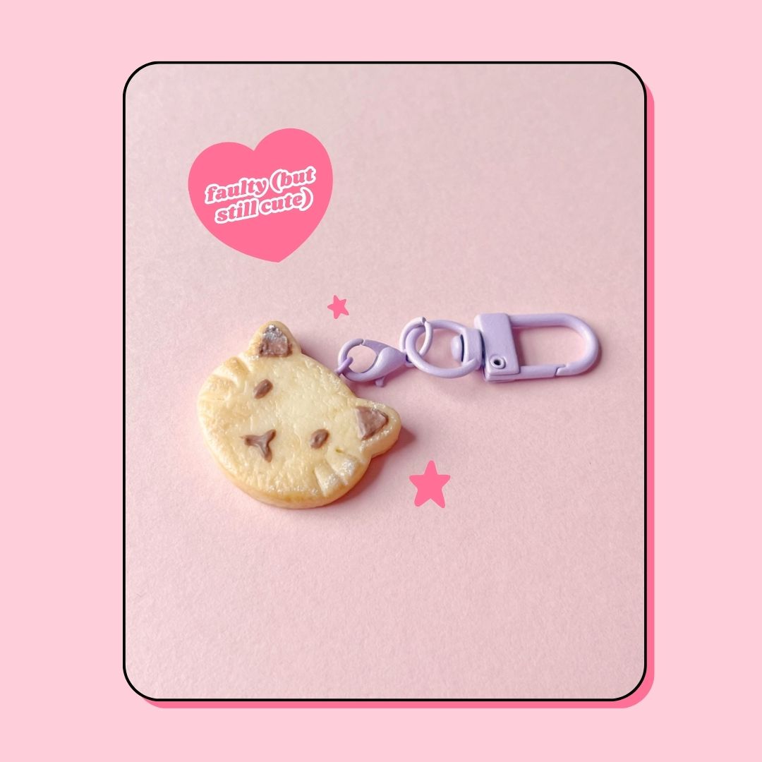 cat shaped chocolate cookie biscuit keyring handbag charm (faulty but still cute)