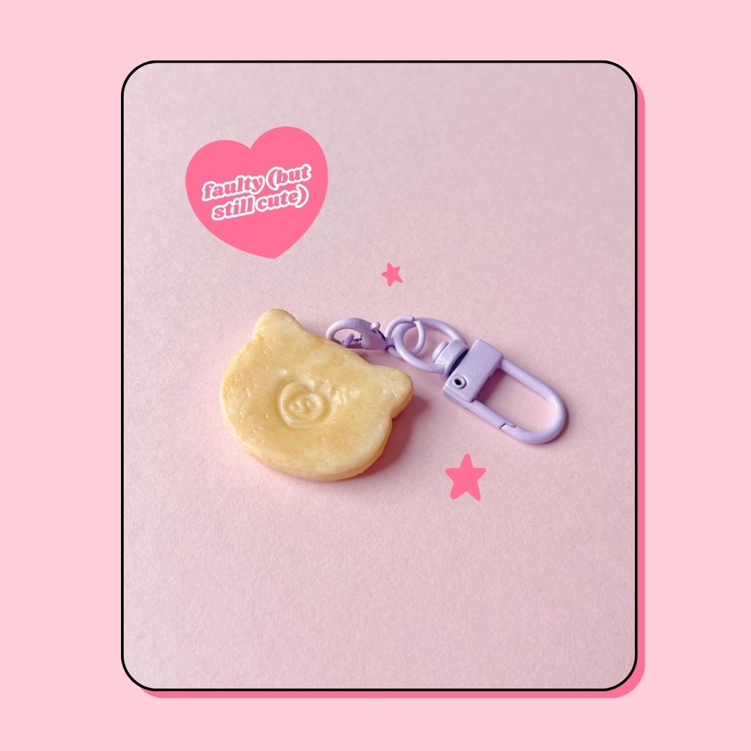 cat shaped chocolate cookie biscuit keyring handbag charm (faulty but still cute)