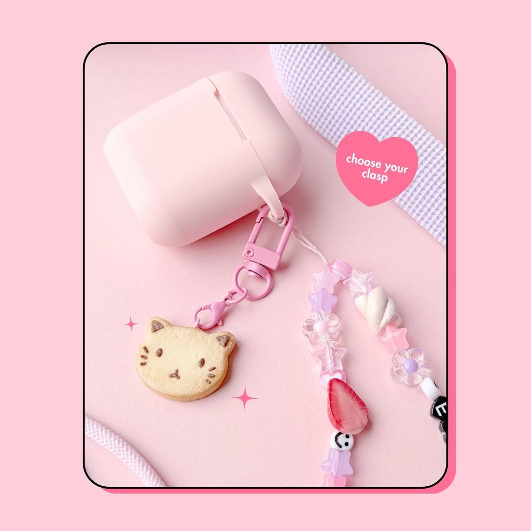 cat shaped chocolate cookie biscuit keyring charm