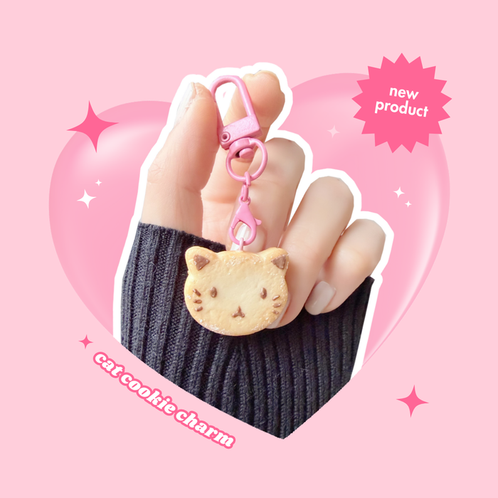 cat shaped chocolate cookie biscuit keyring charm