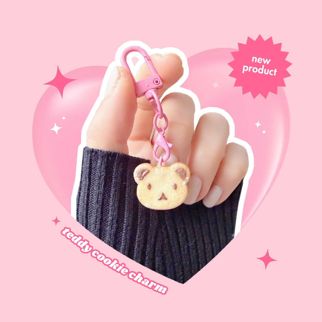 teddy bear shaped chocolate cookie biscuit keyring charm